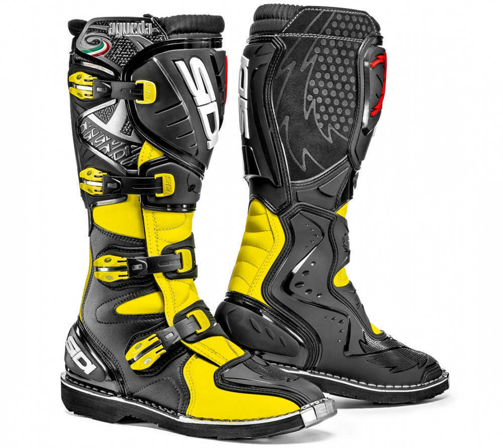 Bottes cross Sidi Agueda Noir-Jaune Fluo