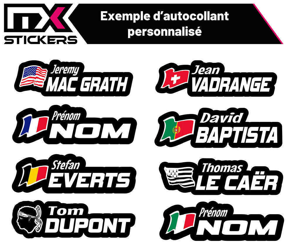 Exemple d'autocollants de casque