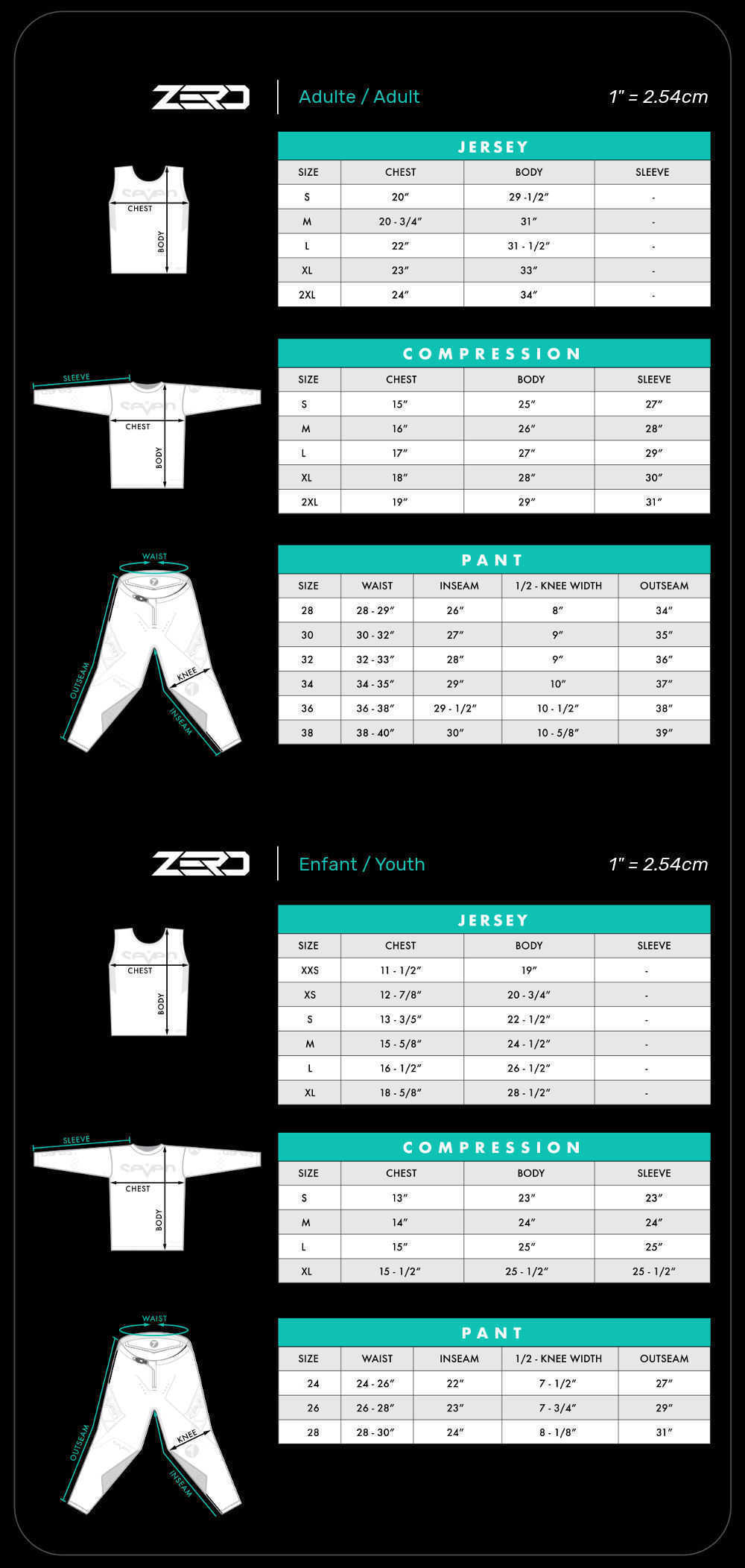 Guide des tailles Seven Zero