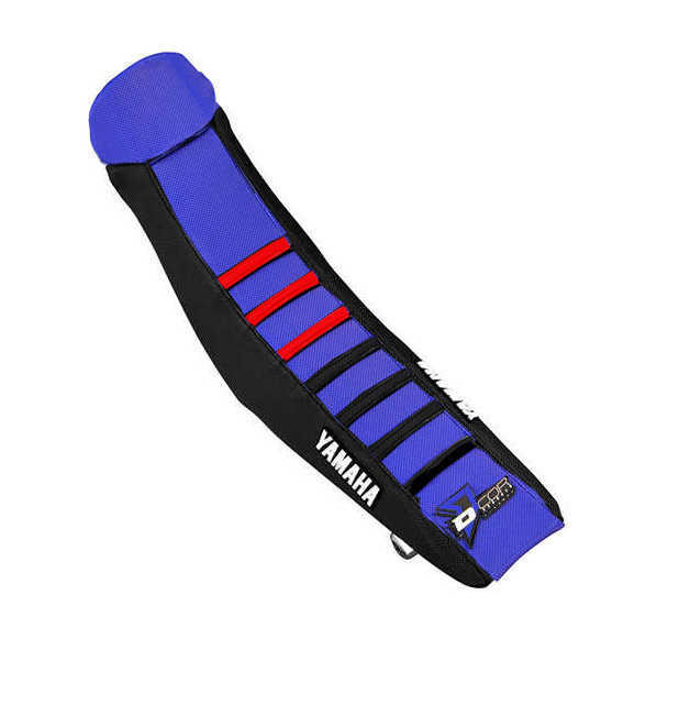 Housse de selle Yamaha YZ Noir / Bleu - Bandes rouges