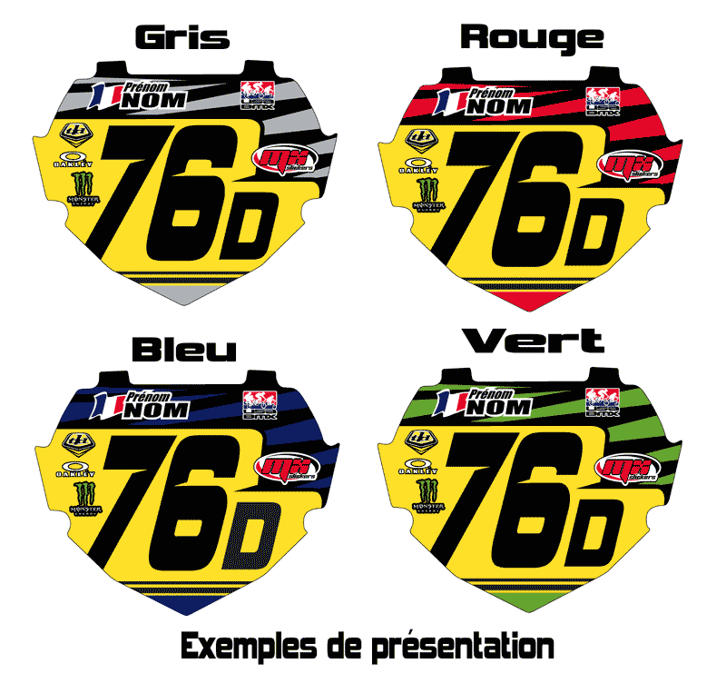 Stickers personnalisée mini plaque avant motocross