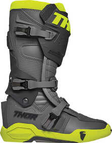 Bottes cross Thor Radial Gris-Jaune Fluo 2024 Côté