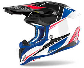 Casque cross Airoh Aviator 3 Push Blue-Red Gloss 2024