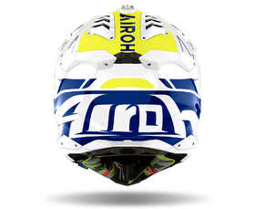 Casque cross Airoh Aviator 3 Spin Yellow-Blue Gloss 2024 Derrière