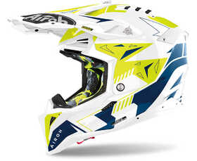 Casque cross Airoh Aviator 3 Spin Yellow-Blue Gloss 2024