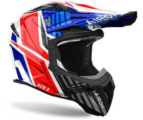 Casque cross Airoh Aviator Ace 2 Proud Blue-Red Gloss 2024 Côté