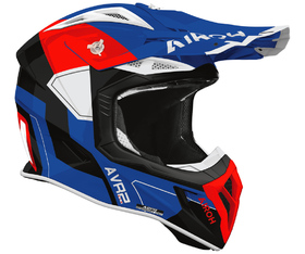 Casque cross Airoh Aviator Ace 2 Shield Bleu-Rouge Gloss 2026 Côté