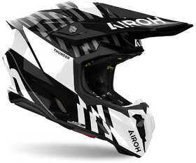 Casque cross Airoh Twist 3 Thunder Black-White Gloss 2024 Côté