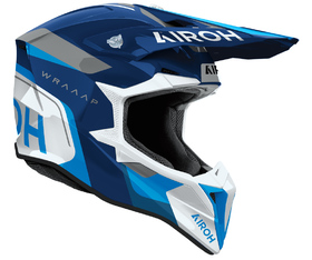 Casque cross Airoh Wraaap Conquer Bleu Gloss 2026 Côté