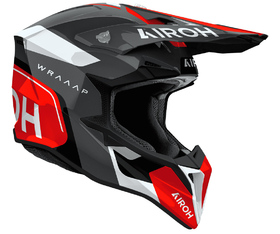 Casque cross Airoh Wraaap Conquer Rouge Gloss 2026 Côté