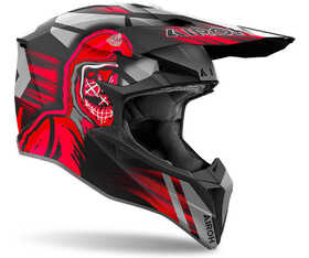 Casque cross Airoh Wraaap Cyber Red Matt 2024 Côté