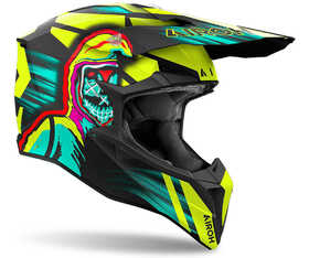 Casque cross Airoh Wraaap Cyber Yellow Matt 2024 Côté