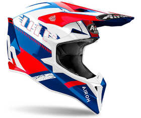 Casque cross Airoh Wraaap Feel Blue-Red Gloss 2024 Côté