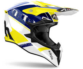 Casque cross Airoh Wraaap Feel Yellow-Blue Gloss 2024 Côté