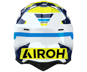 Casque cross Airoh Wraaap Vision Jaune-Bleu Gloss 2026 Derrière