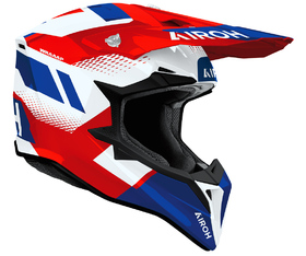 Casque cross Airoh Wraaap Vision Rouge-Bleu Gloss 2026 Côté