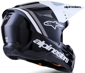 Casque cross Alpinestars S-M3 Radium Noir-Blanc 2026 Côté