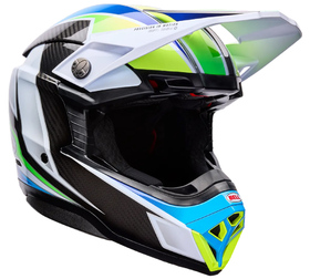 Casque cross Bell Moto-10 Spherical Grid Blanc-Bleu 2026
