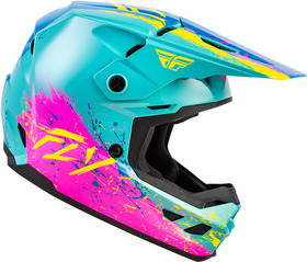 Casque cross Enfant Fly Racing Kinetic Drip Turquoise 2027 Côté