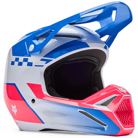 Casque cross Enfant Fox V1 Collect Bleu-Rose 2026