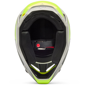 Casque cross Enfant Fox V1 Collect Gris-Jaune 2026 Dessous