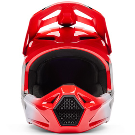 Casque cross Enfant Fox V1 Shield Rouge Fluo 2026 Devant