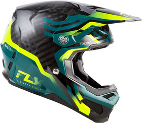 Casque cross Fly Racing Formula S Carbon Byte Jaune Fluo 2026 Côté