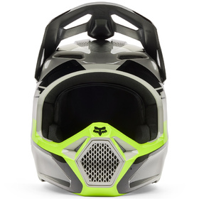 Casque cross Fox V1 Collect Gris-Jaune 2026 Devant
