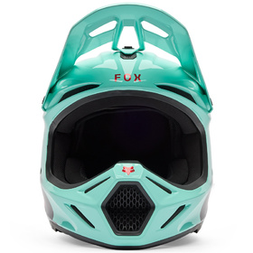 Casque cross Fox V3 Drip Turquoise 2026 Devant