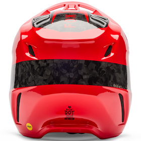 Casque cross Fox V3 RS Fracture Rouge Fluo 2026 Derrière