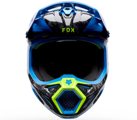 Casque cross Fox V3 RS Tactile Bleu 2026 Devant