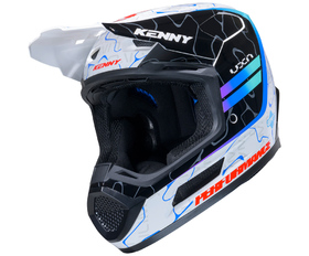 Casque cross Kenny Performance Wave Blue White 2026 Côté