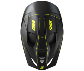 Casque cross Shot Furious Dust Jaune Fluo 2026 Dessus