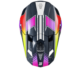 Casque cross Shot Lite Racing Bleu-Jaune Fluo 2026 Dessus