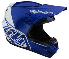 Casque cross Troy Lee Designs GP Block Bleu-Blanc Côté