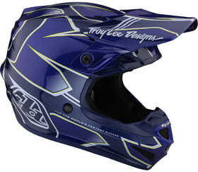 Casque cross Troy Lee Designs SE4 Polyacrylite Matrix Bleu 2023 Côté