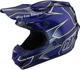 Casque cross Troy Lee Designs SE4 Polyacrylite Matrix Bleu 2023