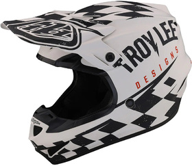 Casque cross Troy Lee Designs SE4 Polyacrylite Race Shop Blanc 2023