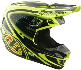 Casque cross Troy Lee Designs SE5 Polycarbonate The Line Jaune Fluo 2026 Côté