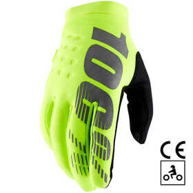 Gants cross 100% Brisker CE Jaune Fluo