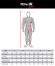 Guide des tailles - Pare Pierre Alpinestars Airbag Tech-Air MX