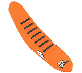 Housse-de-selle-KTM-Orange avec bandes noires - DCOR