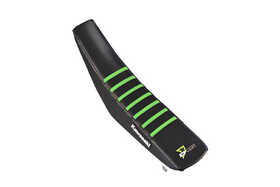 Housse-de-selle-moto-cross-DCOR-Kawasaki-Noire-bandes-vertes