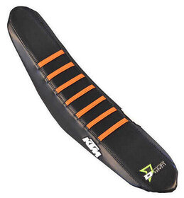 Housse-de-selle-moto-cross-KTM-Noir-bandes orange - DCOR