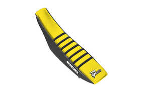 Housse-de-selle-SUZUKI-Noire-Jaune avec bandes noires - Dcor