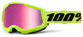 Masque cross 100% Strata 2 Jaune Fluo - Ecran Mirror