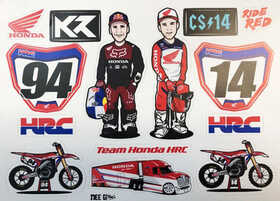 Planche d'autocollants Throttle Jockey Team Honda HRC